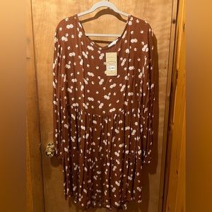 Rust / Terracotta Floral Dress ( plus size )